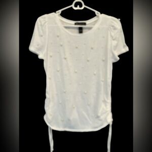 Inc International Concepts Women's White Faux-Pearl T-Shirt Blouse